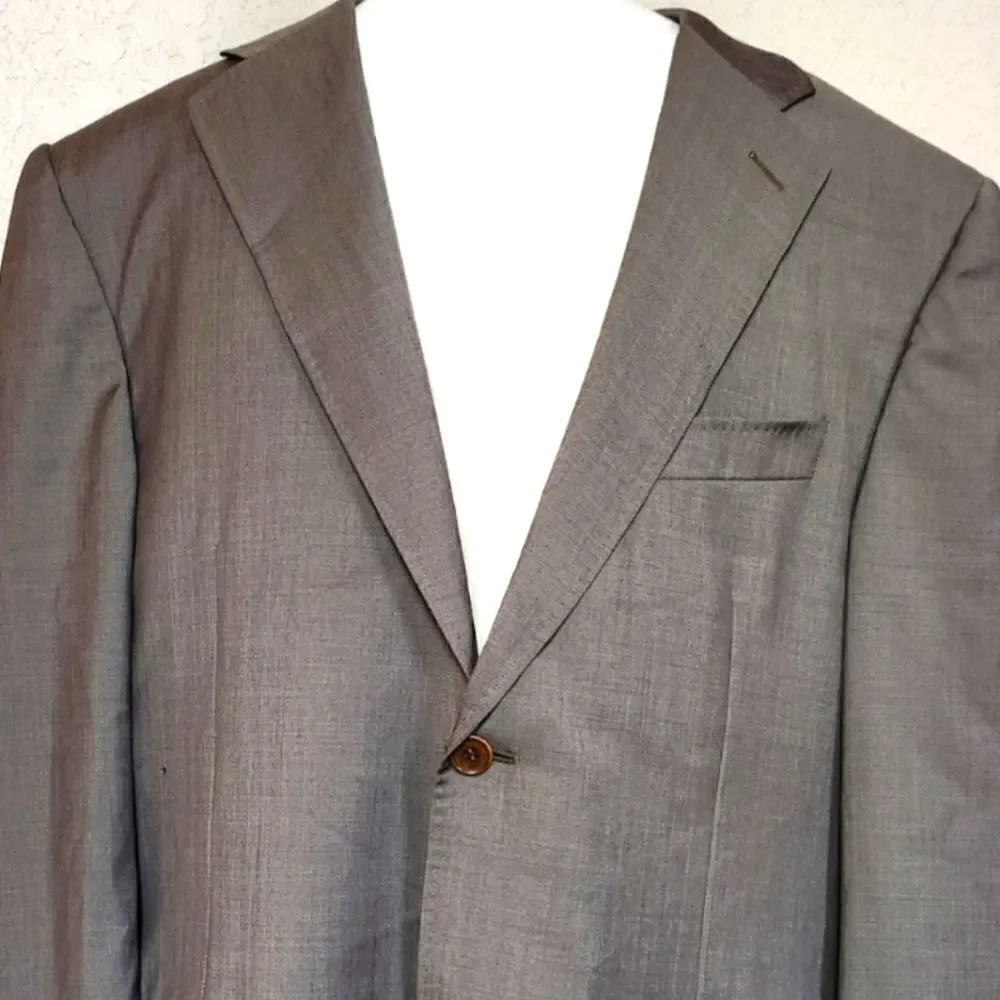 Canali Men's Wool Single Breasted Sport Coat Blazer Made in Italy Brown Size 52R